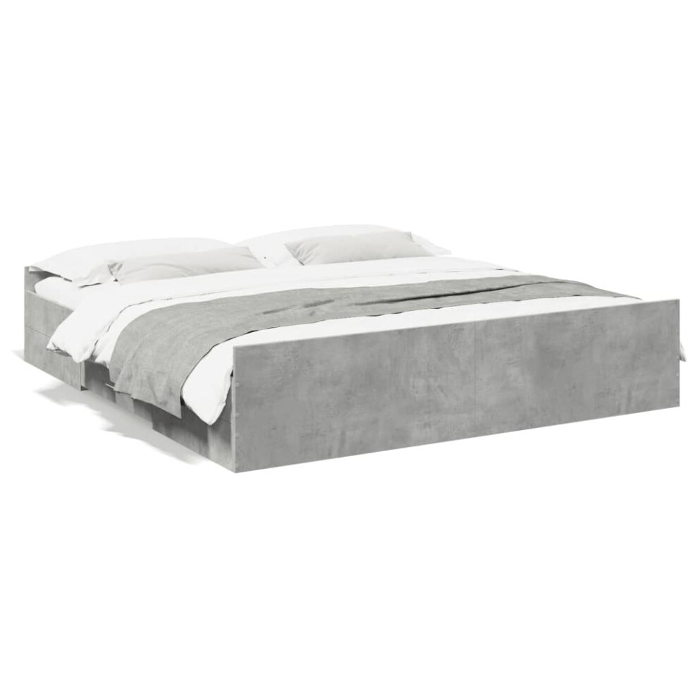 (concrete grey, 180 x 200 cm) vidaXL Bed Frame with Drawers Bed Base Sonoma Oak 120x200 cm Engineered Wood