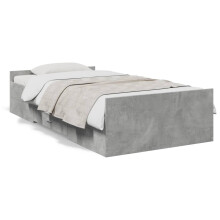 (concrete grey, 90 x 190 cm) vidaXL Bed Frame with Drawers Bed Base Sonoma Oak 120x200 cm Engineered Wood
