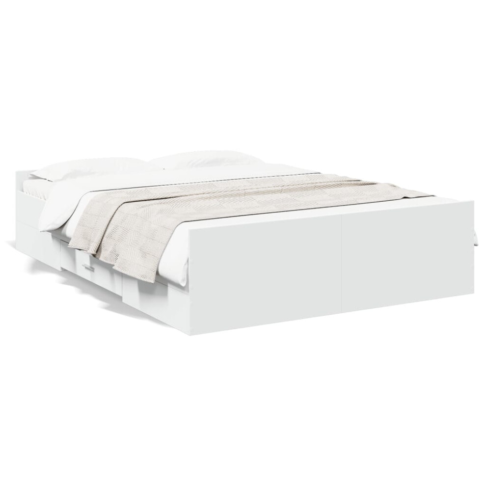 (white, 140 x 190 cm) vidaXL Bed Frame with Drawers Bed Base Sonoma Oak 120x200 cm Engineered Wood