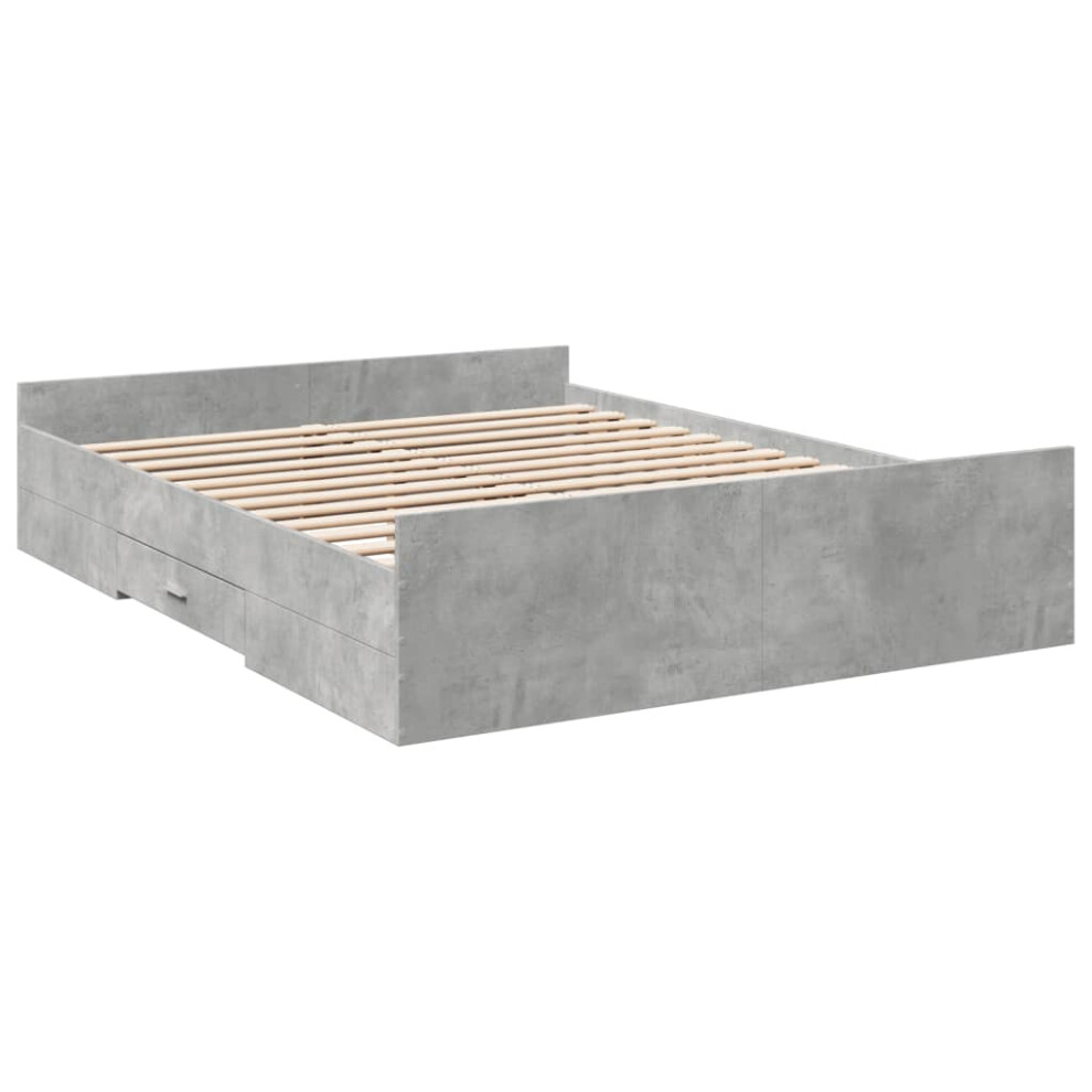 (concrete grey, 160 x 200 cm) vidaXL Bed Frame with Drawers Bed Base Sonoma Oak 120x200 cm Engineered Wood