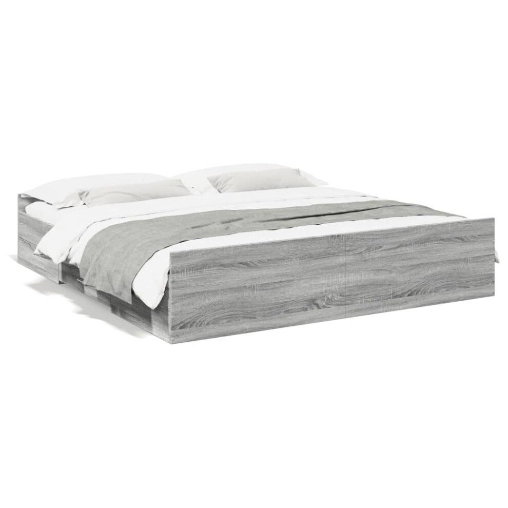 (grey sonoma, 180 x 200 cm) vidaXL Bed Frame with Drawers Bed Base Sonoma Oak 120x200 cm Engineered Wood