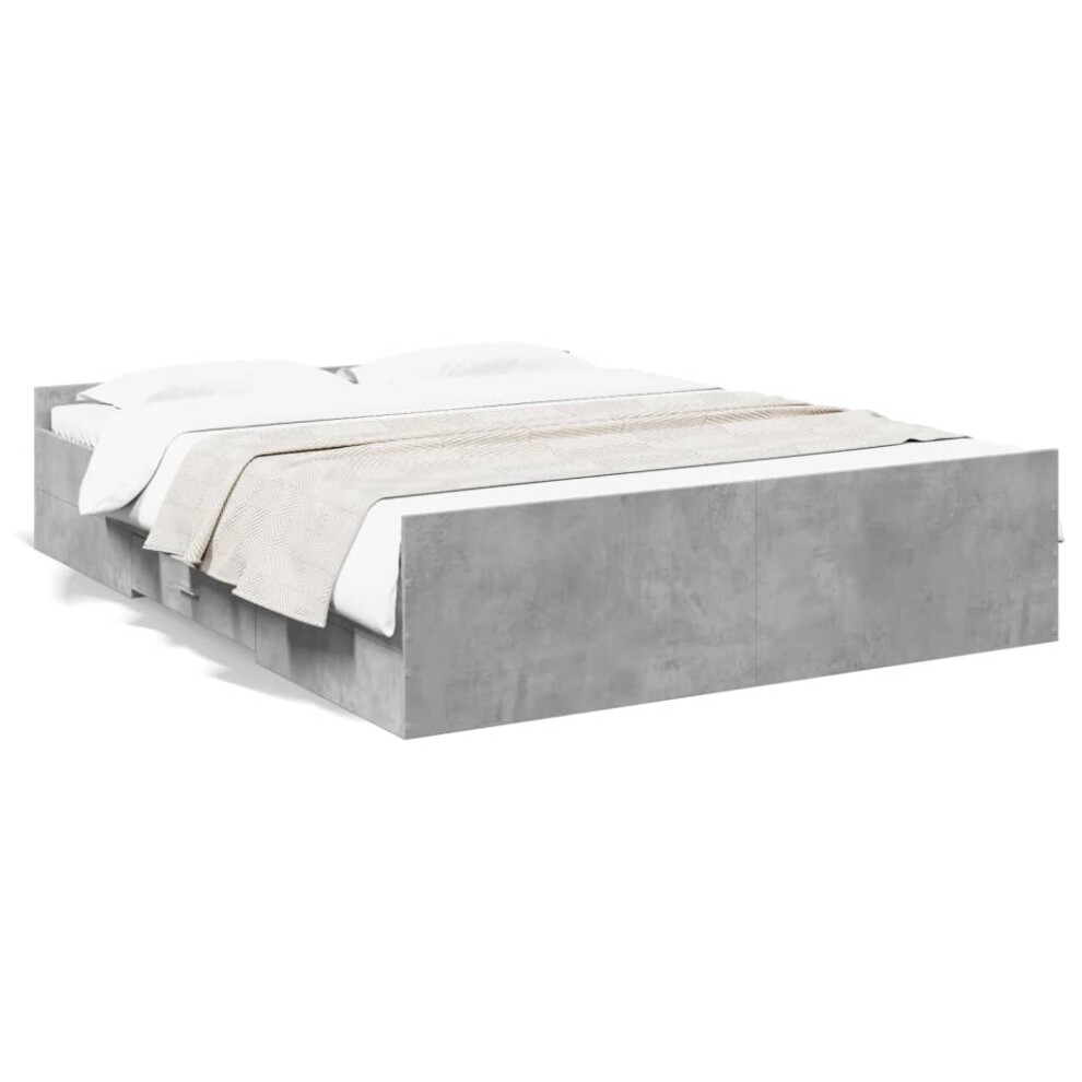 (concrete grey, 140 x 200 cm) vidaXL Bed Frame with Drawers Bed Base Sonoma Oak 120x200 cm Engineered Wood