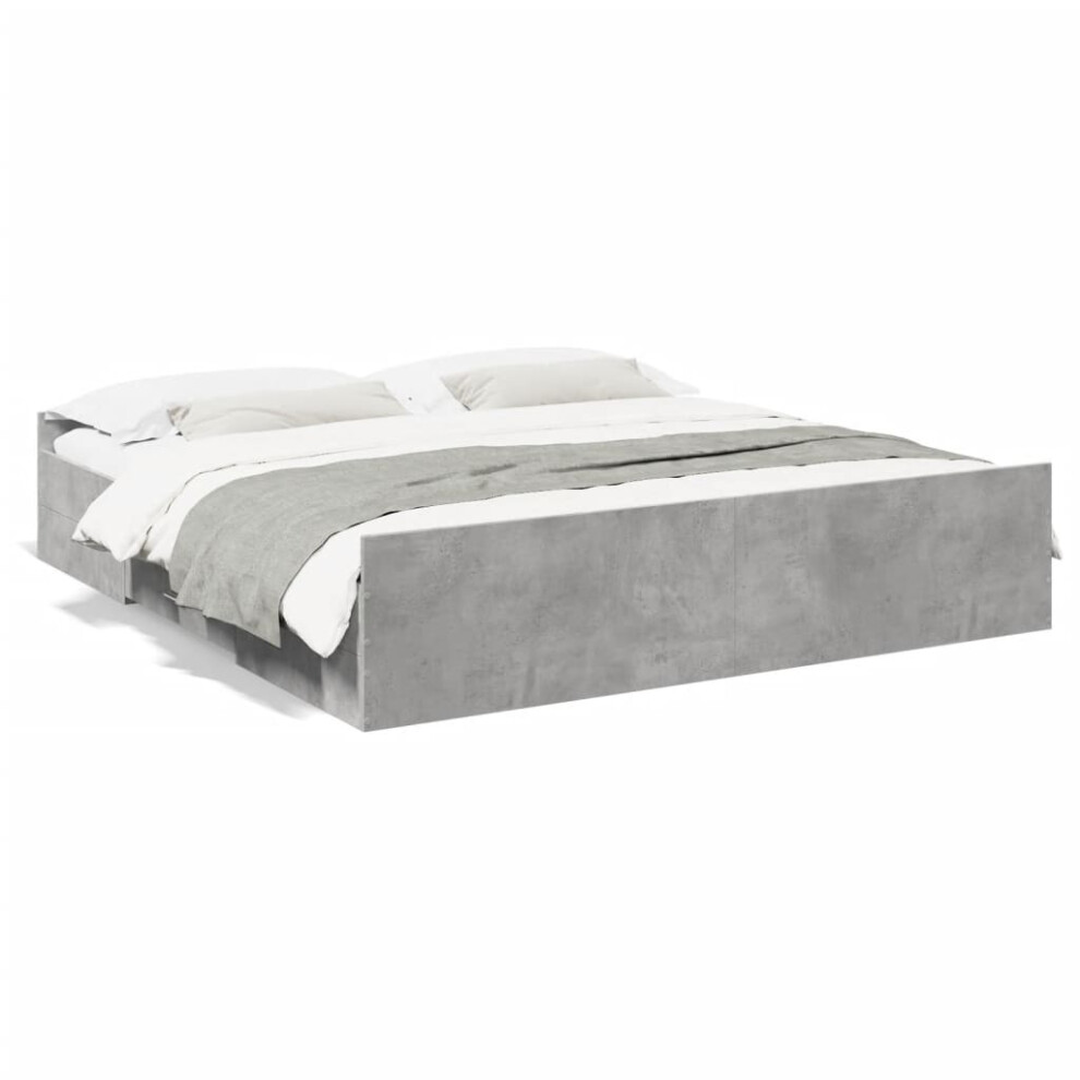 (concrete grey, 200 x 200 cm) vidaXL Bed Frame with Drawers Bed Base Sonoma Oak 120x200 cm Engineered Wood