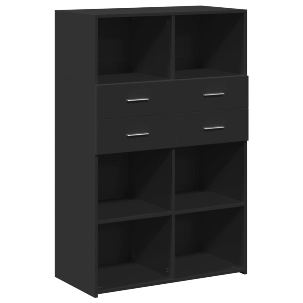 Vidaxl (Black) Highboard Sideboard Side Cabinet Cupboard Grey Sonoma Engineered Wood