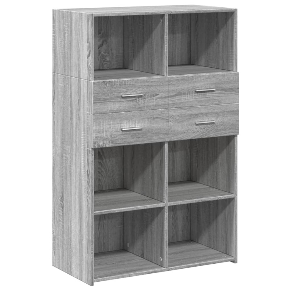 Vidaxl (Grey Sonoma) Highboard Sideboard Side Cabinet Cupboard Grey Sonoma Engineered Wood