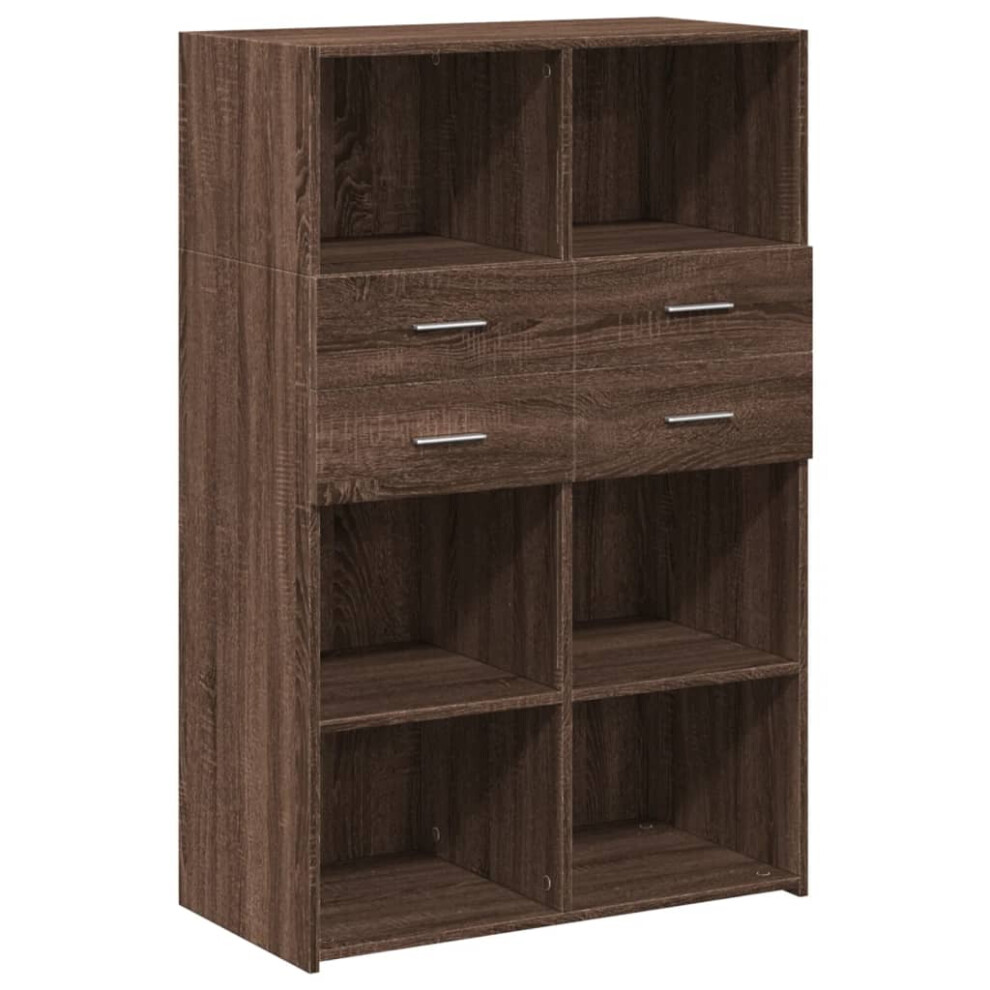 Vidaxl (Brown Oak) Highboard Sideboard Side Cabinet Cupboard Grey Sonoma Engineered Wood