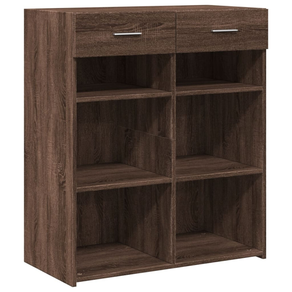 Vidaxl (Brown Oak) Sideboard Storage Cupboard Cabinet Highboard Brown Oak Engineered Wood