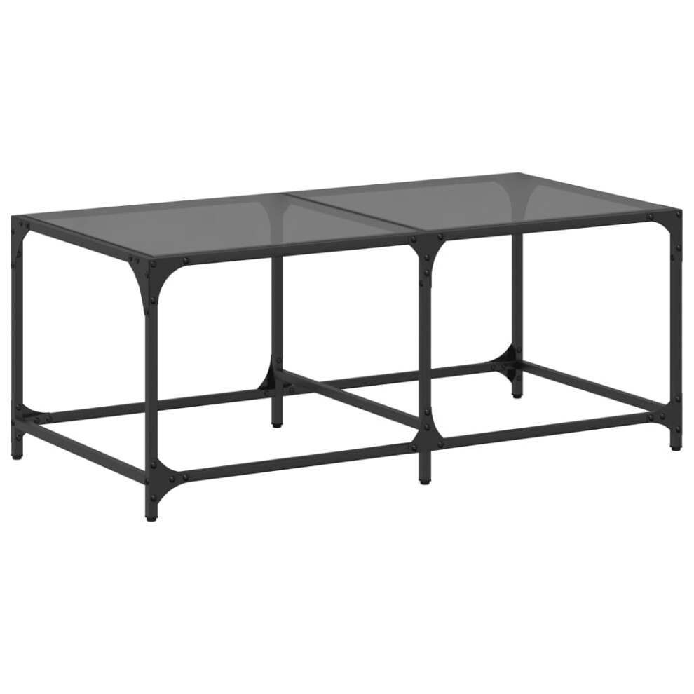 (black, 98.5 x 50 x 40 cm) vidaXL Coffee Table with Transparent Glass Top End Table Side Table Steel