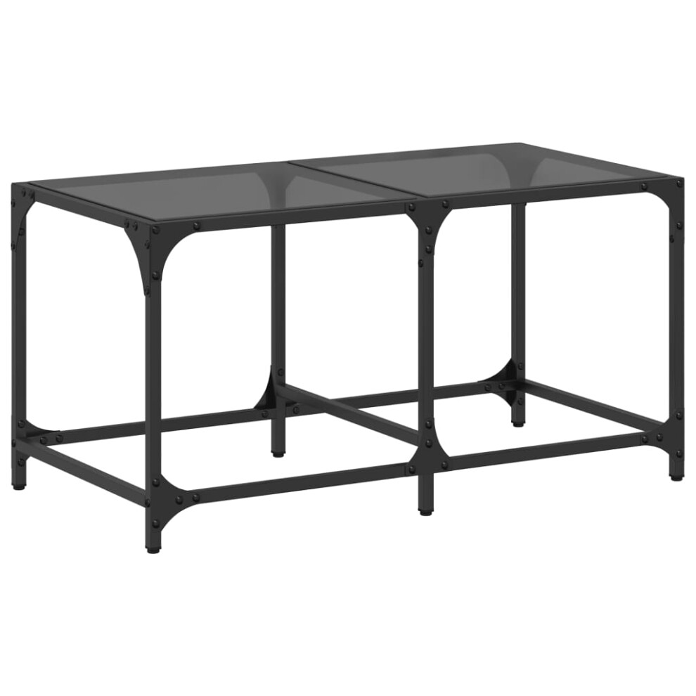 (black, 78.5 x 40 x 40 cm) vidaXL Coffee Table with Transparent Glass Top End Table Side Table Steel