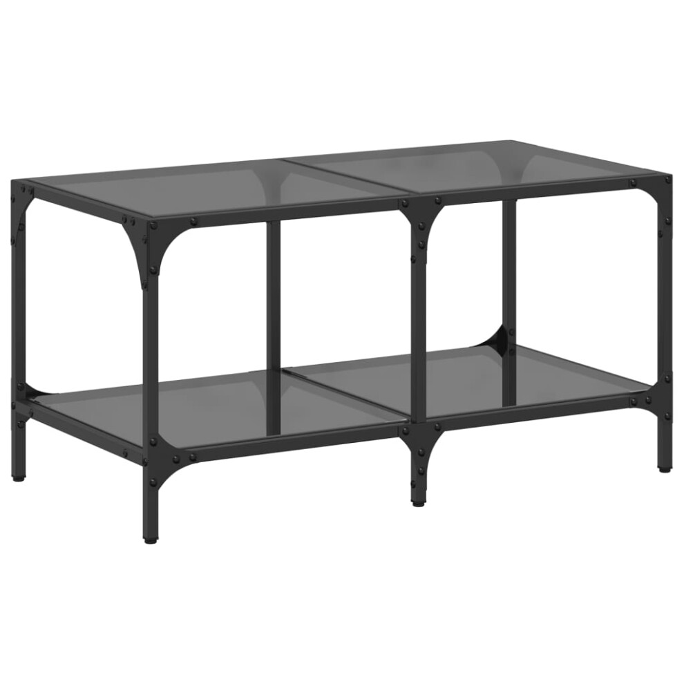 (black, 78.5 x 40 x 40 cm) vidaXL Coffee Table with Transparent Glass Top End Table Side Table Steel