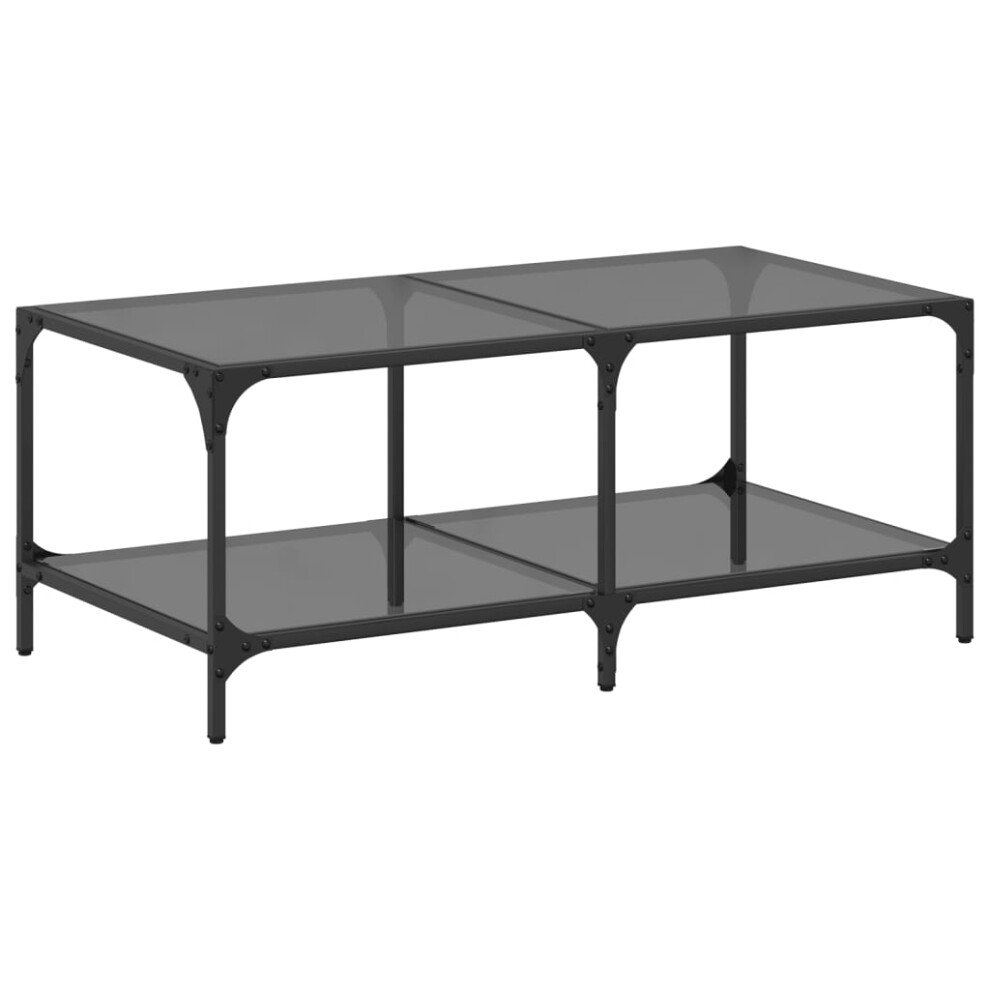 (black, 98.5 x 50 x 40 cm) vidaXL Coffee Table with Transparent Glass Top End Table Side Table Steel