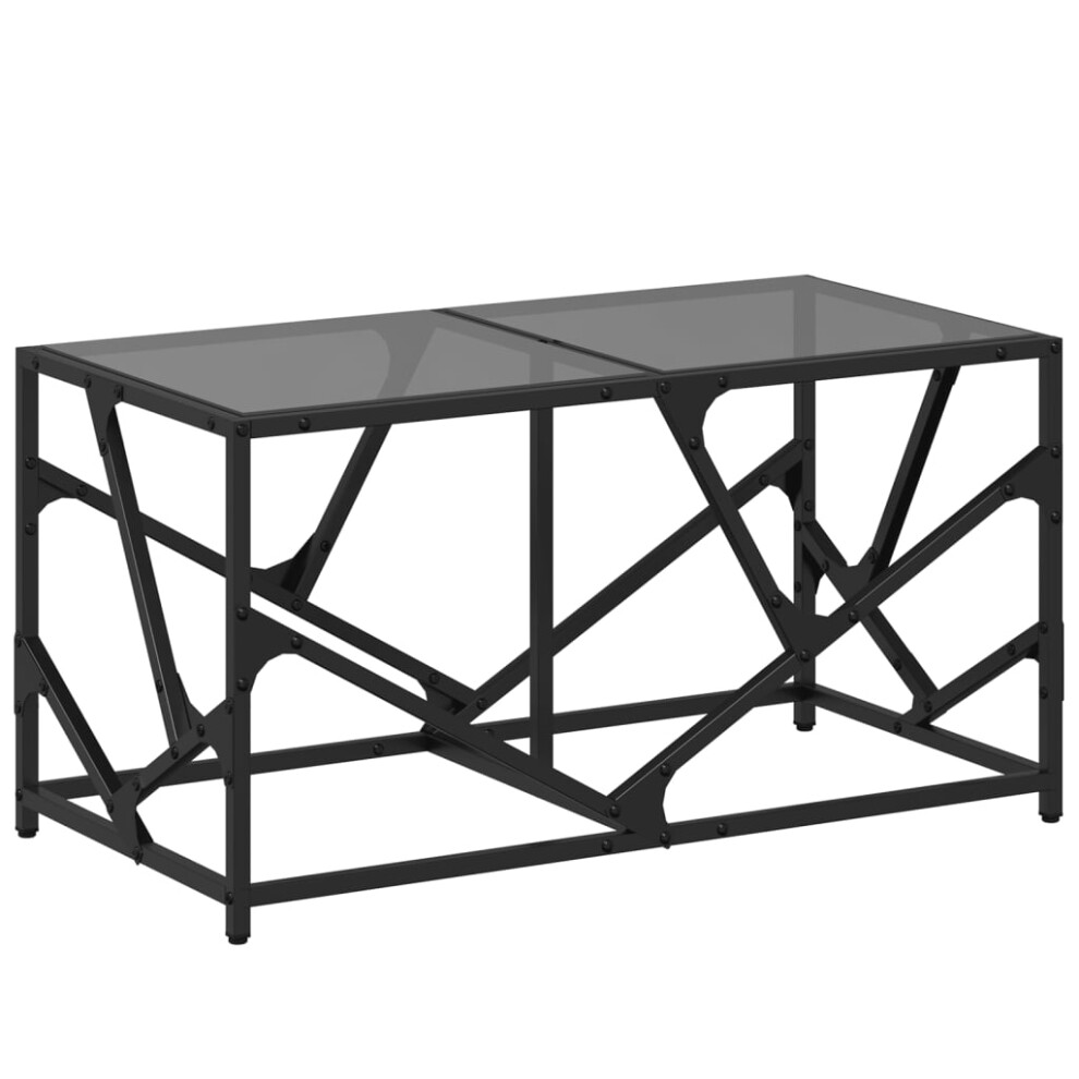 (black) vidaXL Coffee Table with Transparent Glass Top End Table Side Table Steel