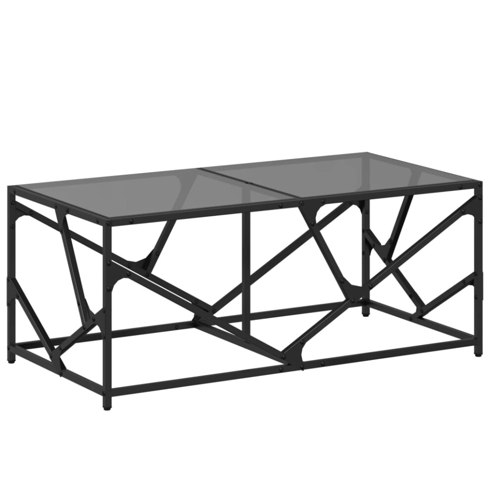 (black) vidaXL Coffee Table with Transparent Glass Top End Table Side Table Steel