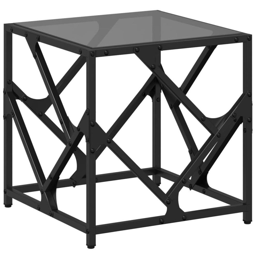 (black, 40 x 40 x 41 cm) vidaXL Coffee Table with Transparent Glass Top End Table Side Table Steel