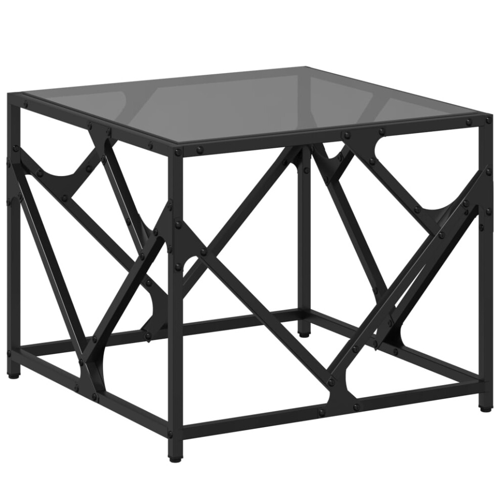 (black, 50 X 50 X 41 cm) vidaXL Coffee Table With Transparent Glass Top End Table Side Table Steel