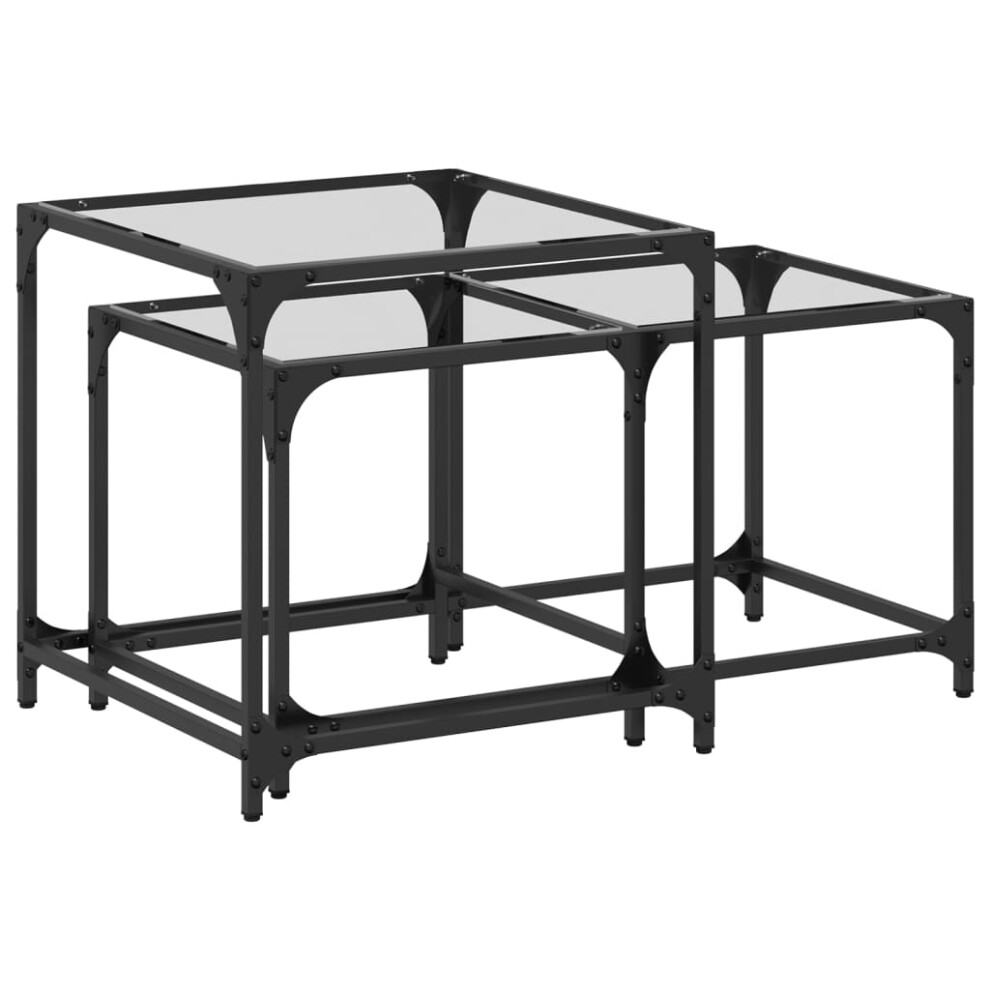 (transparent) vidaXL Nesting Coffee Tables 2 pcs with Transparent Glass Top Table Steel