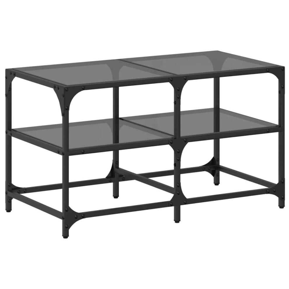 (black, 78.5 x 40 x 45 cm) vidaXL Coffee Table with Transparent Glass Top End Table Side Table Steel