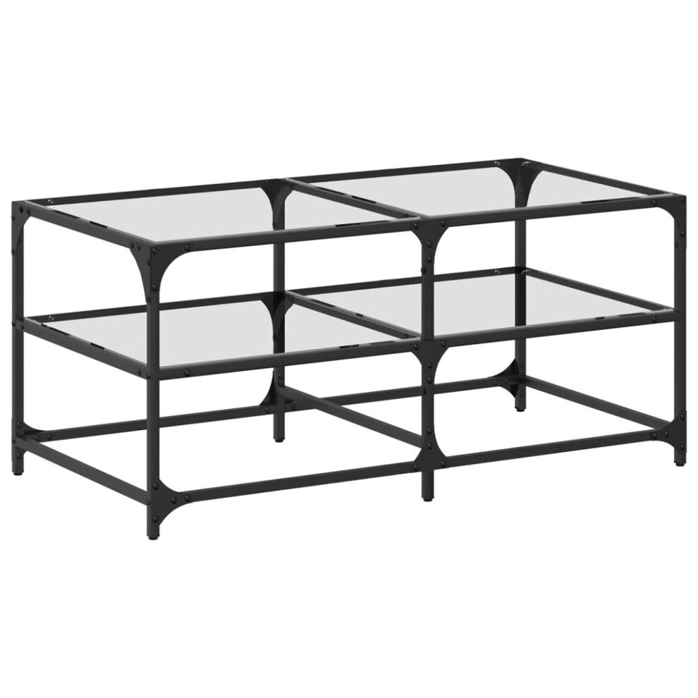 Vidaxl (Transparent, 98.5 X 50 X 45 Cm) Coffee Table With Transparent Glass Top End Table Side Table Steel