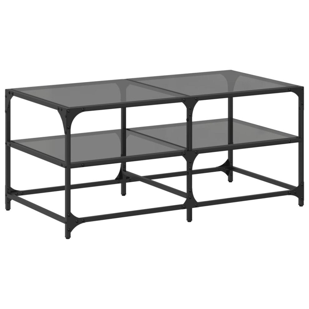 (black, 98.5 x 50 x 45 cm) vidaXL Coffee Table with Transparent Glass Top End Table Side Table Steel