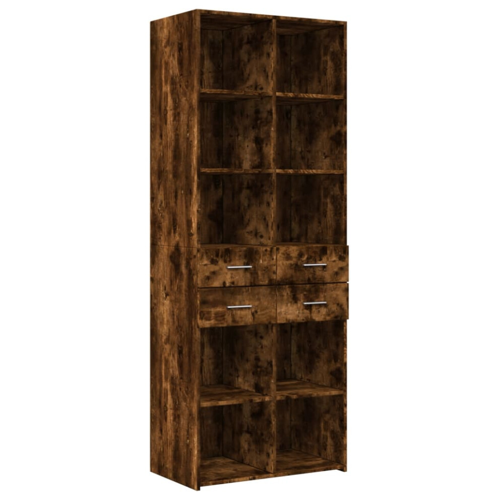 Vidaxl (Smoked Oak) Highboard Sideboard Cabinet Storage Cupboard Brown Oak Engineered Wood