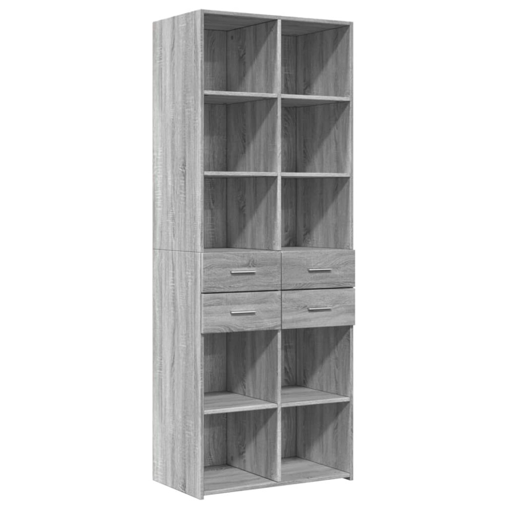 Vidaxl (Grey Sonoma) Highboard Sideboard Cabinet Storage Cupboard Brown Oak Engineered Wood
