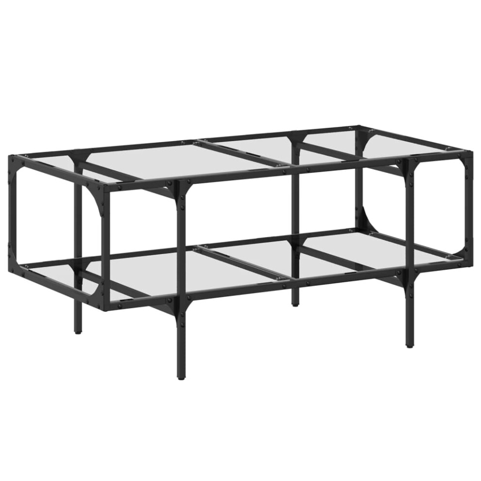 vidaXL - Coffee Table - Glass Top - Steel Frame - 98.5x50x45 cm - Image 2
