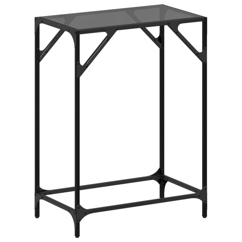 (black, 60 x 35 x 81 cm) vidaXL Console Table with Transparent Glass Top End Table Side Table Steel