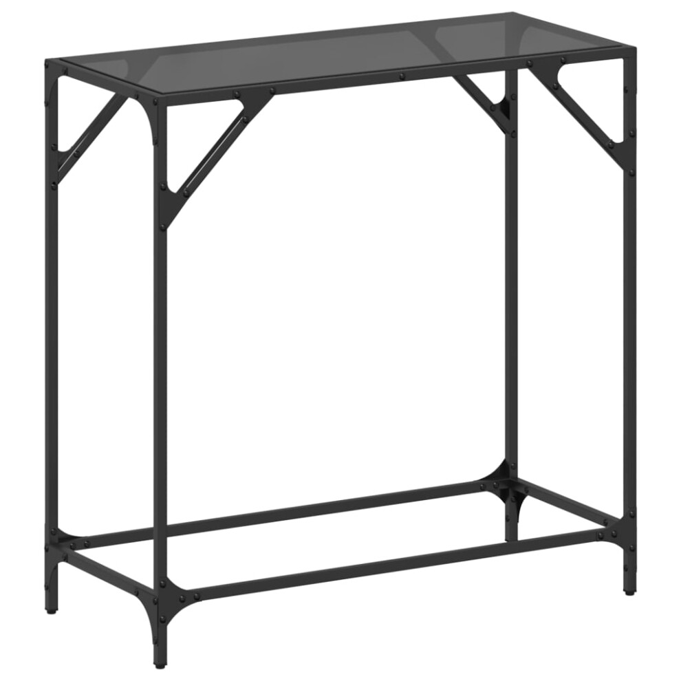 (black, 80 x 35 x 81 cm) vidaXL Console Table with Transparent Glass Top End Table Side Table Steel