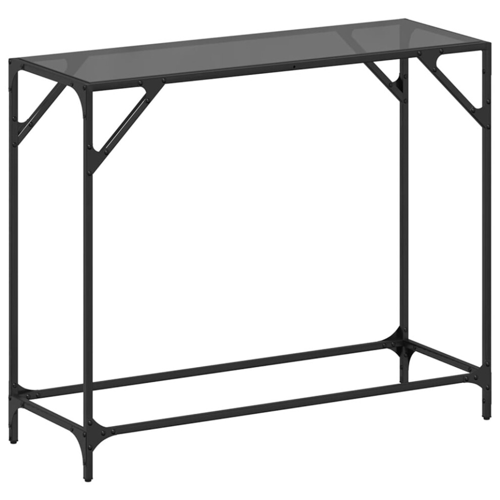 Vidaxl (Black, 98 X 35 X 81 Cm) Console Table With Transparent Glass Top End Table Side Table Steel