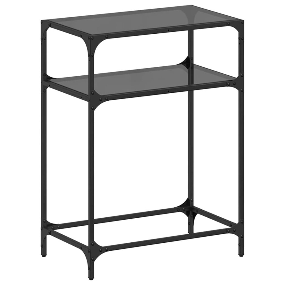 (black, 60 x 35 x 81 cm) vidaXL Console Table with Black Glass Top End Table Accent Side Table Steel