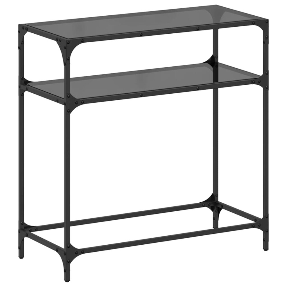 (black, 80 x 35 x 81 cm) vidaXL Console Table with Black Glass Top End Table Accent Side Table Steel