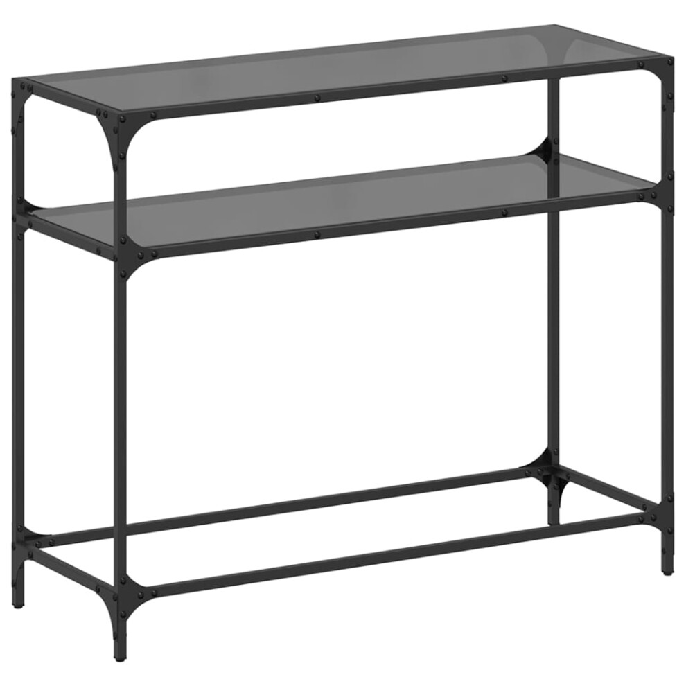 (black, 98 x 35 x 81 cm) vidaXL Console Table with Black Glass Top End Table Accent Side Table Steel