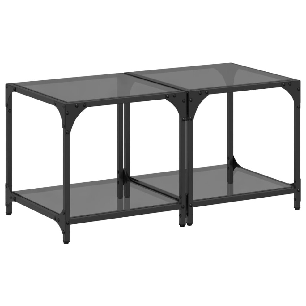 (black, 40 x 40 x 40 cm/ 2 pcs) vidaXL Coffee Tables with Black Glass Top End Table Side Table 2 pcs Steel