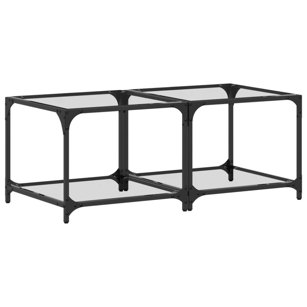 Vidaxl (Transparent, 50 X 50 X 40 Cm/ 2 Pcs) Coffee Tables With Black Glass Top End Table Side Table 2 Pcs Steel