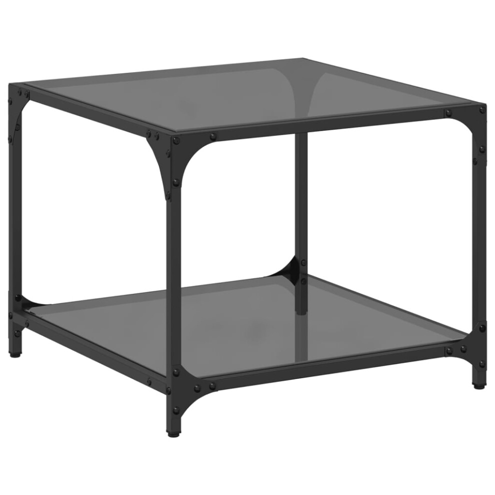 (black, 50 x 50 x 40 cm/ 1 pcs) vidaXL Coffee Tables with Black Glass Top End Table Side Table 2 pcs Steel