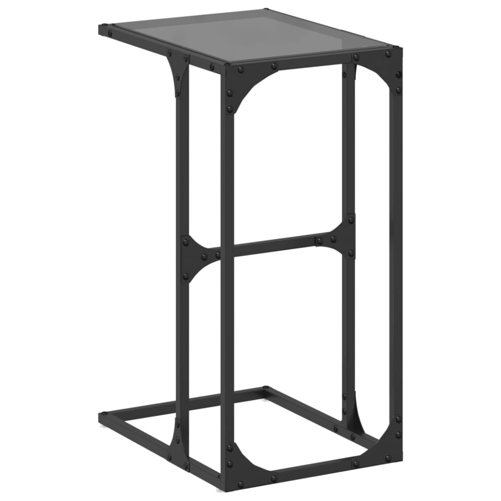 (black) vidaXL Side Table with Transparent Glass Hallway End Table Sofa Table Steel