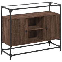 (brown oak) vidaXL Sideboard with Glass Top Storage Cupboard Side Cabinet Engineered Wood