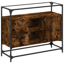 (smoked oak) vidaXL Sideboard with Glass Top Storage Cupboard Side Cabinet Engineered Wood