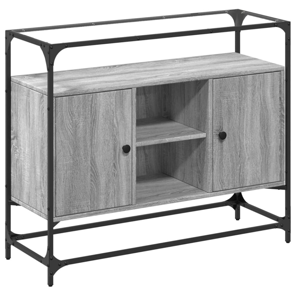 Vidaxl (Grey Sonoma) Sideboard With Glass Top Storage Cupboard Side Cabinet Engineered Wood