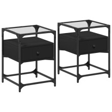 (black, 2 pcs) vidaXL Bedside Cabinets Nightstand Bed Cabinet 2 pcs Black Engineered Wood