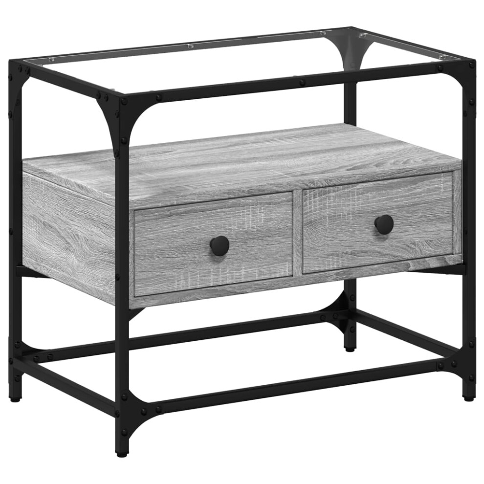 Vidaxl (Grey Sonoma, 60 X 35 X 51 Cm) Tv Cabinet With Glass Top Tv Unit Tv Stand Media Unit Engineered Wood