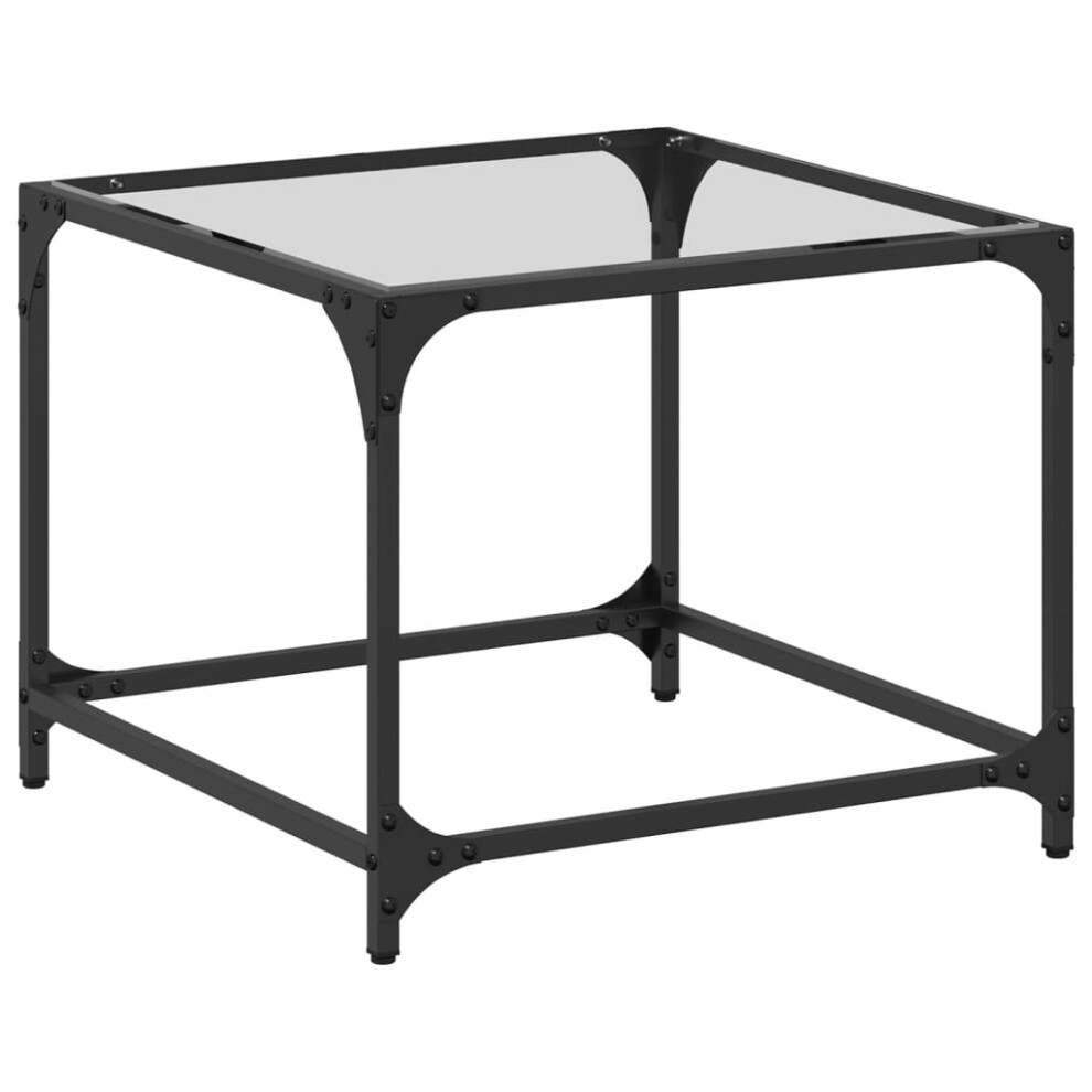 Vidaxl (Transparent, 50 X 50 X Cm/ 1 Pcs) Coffee Table With Transparent Glass Top Accent Table Side Table Steel Clear Size 40
