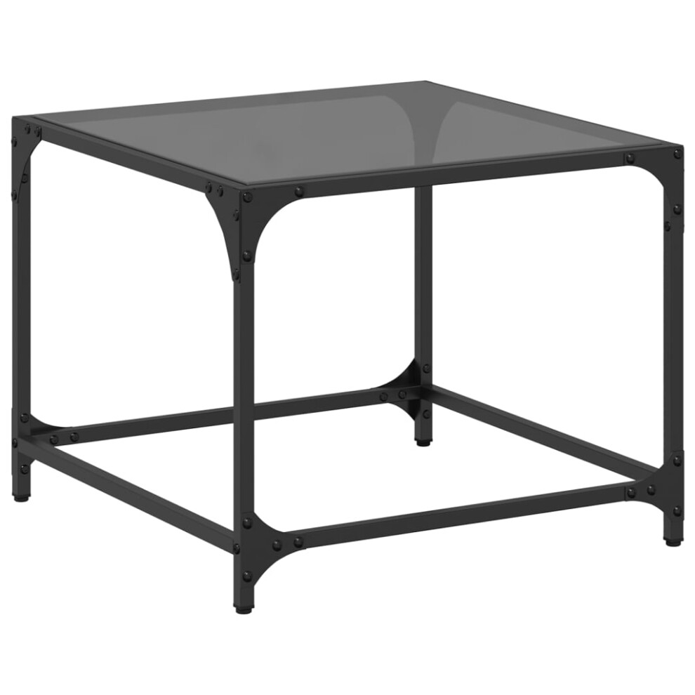 (black, 50 X 50 X 40 cm/ 1 pcs) vidaXL Coffee Table With Transparent Glass Top Accent Table Side Table Steel