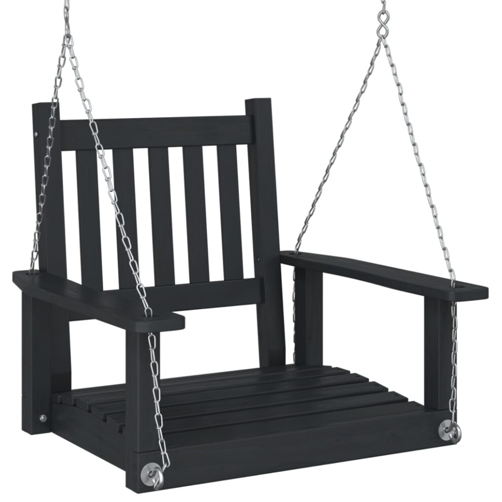 (black, 73.5 x 65 x 63 cm) vidaXL Garden Swing Bench with Metal Chains Haning Bench Black Solid Wood Fir