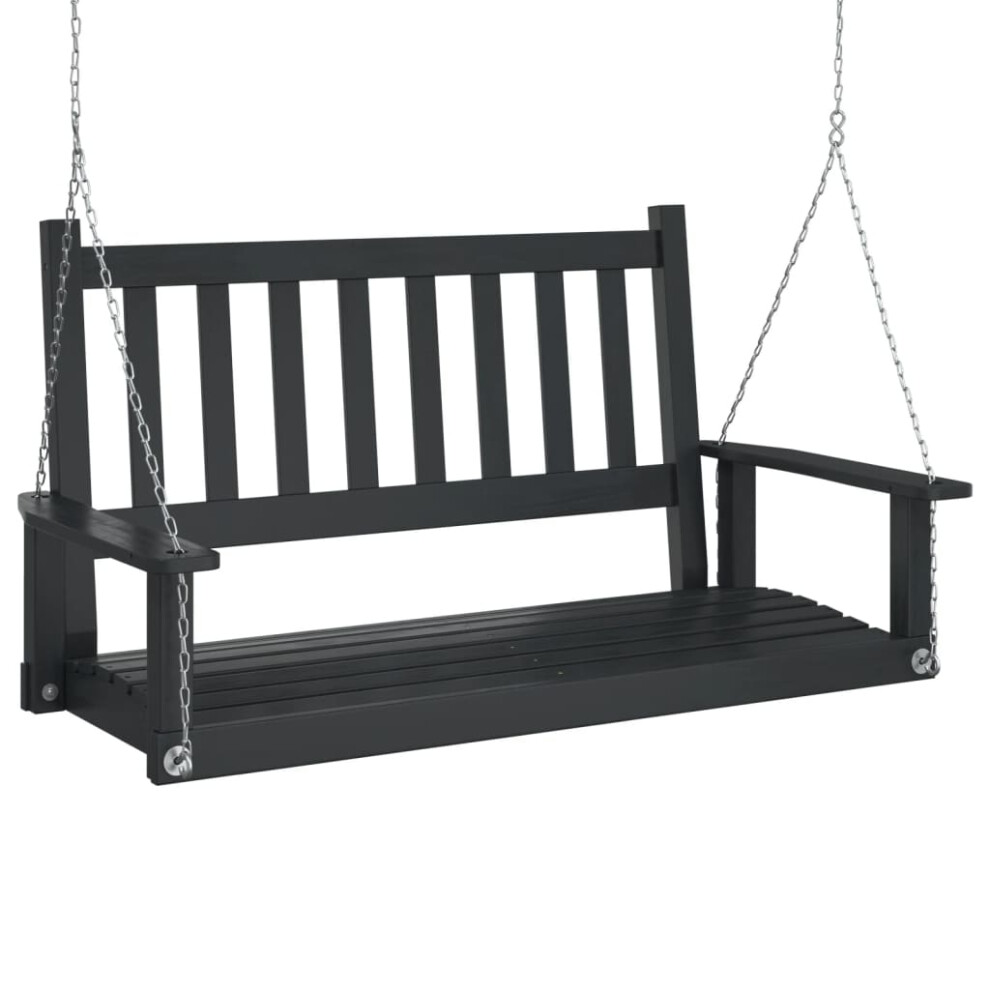 (black, 115 x 65 x 63 cm) vidaXL Garden Swing Bench with Metal Chains Haning Bench Black Solid Wood Fir