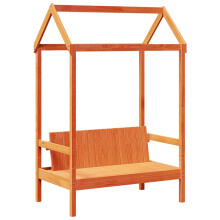 (wax brown) vidaXL Bench with Roof Dining Bench Chair Hallway Bench Seat Solid Wood Pine