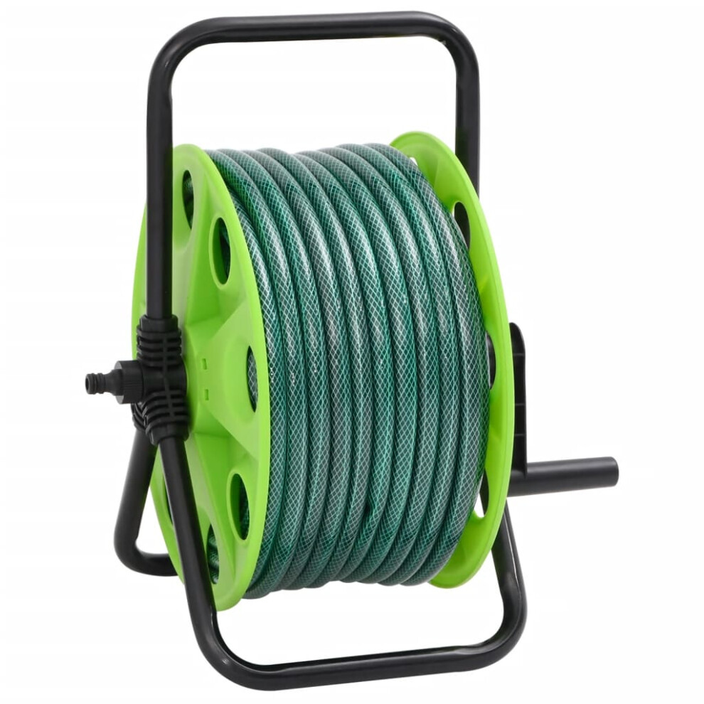 Vidaxl (Without Double Couplers, 50 M/ 20 M (0.75'')) Hose Reel Cart With Hose Pipe Reel Cart Water Hose Trolley Pvc Green