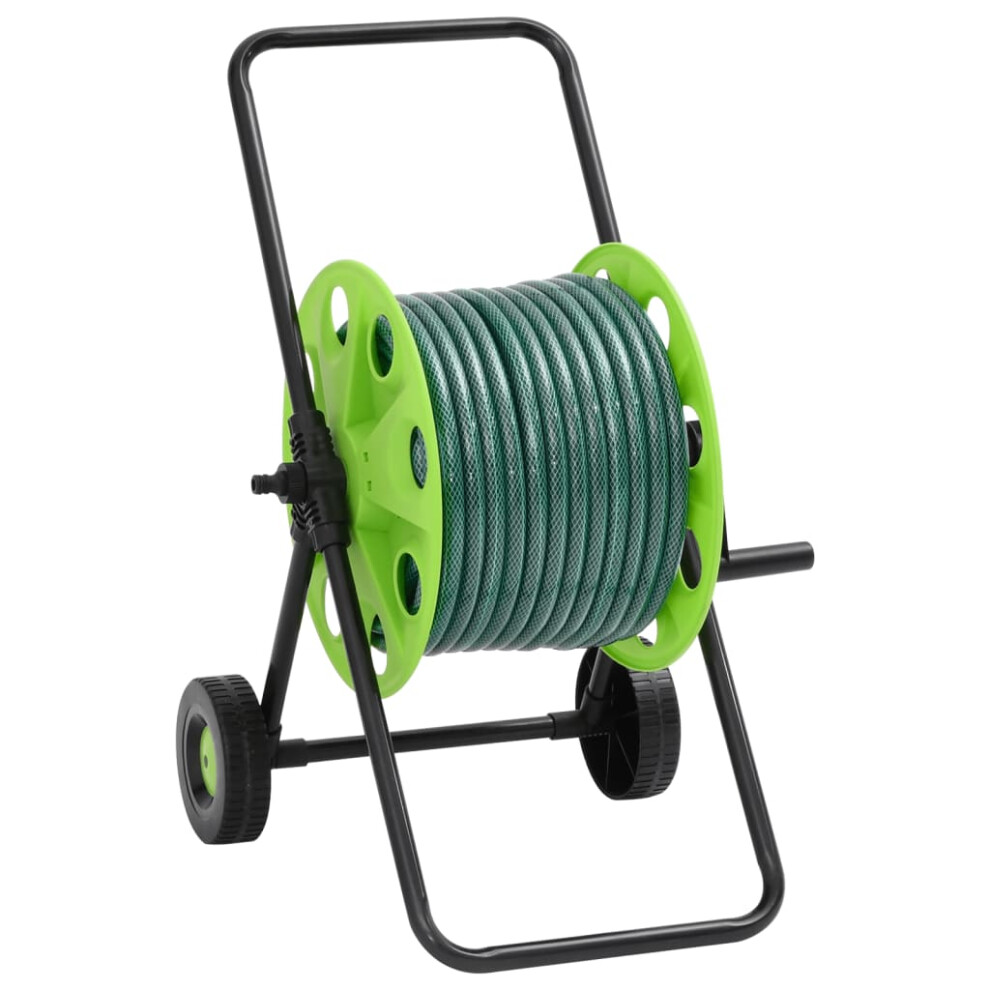 Vidaxl (With Double Couplers, 60 M/ 30 M (0.5'')) Hose Reel Cart With Hose Pipe Reel Cart Water Hose Trolley Pvc Green