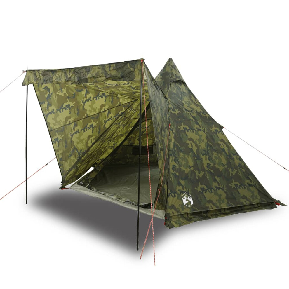 (camouflage) vidaXL Family Tent Tipi 6-Person Camping Lightweight Tent Dome Tent Waterproof