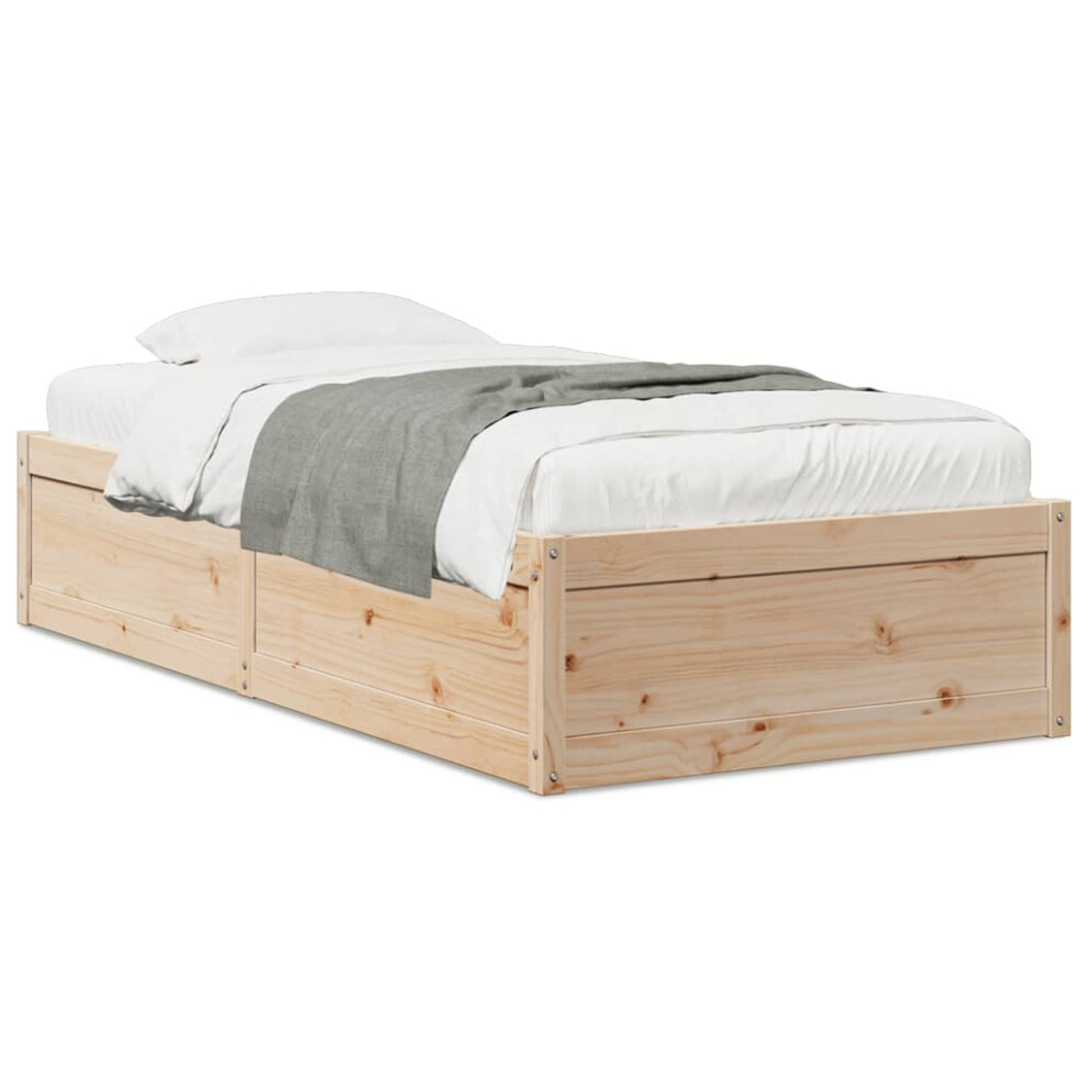 (solid pine wood, 75 x 190 cm) vidaXL Bed Frame Home Bed Base Bedstead Mattress Foundation Solid Wood Pine